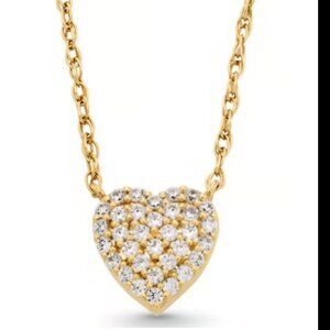 Sterling silver with 14K gold plate Features a heart-shaped lab-grown diamond